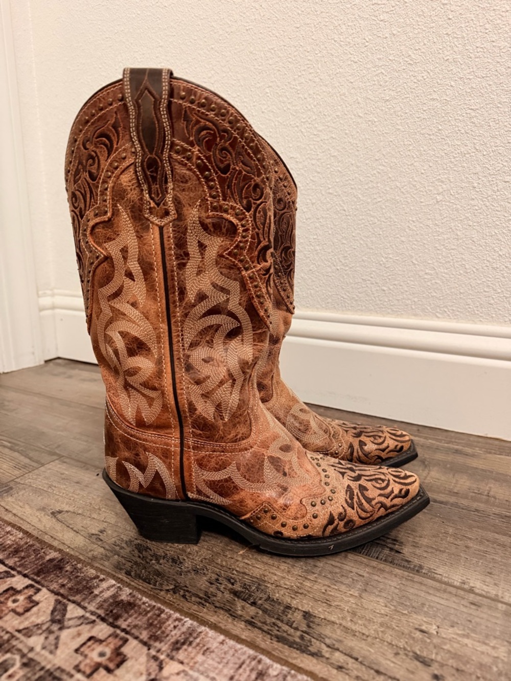 Laredo Brown Cowboy Boot, Western Heeled Boots